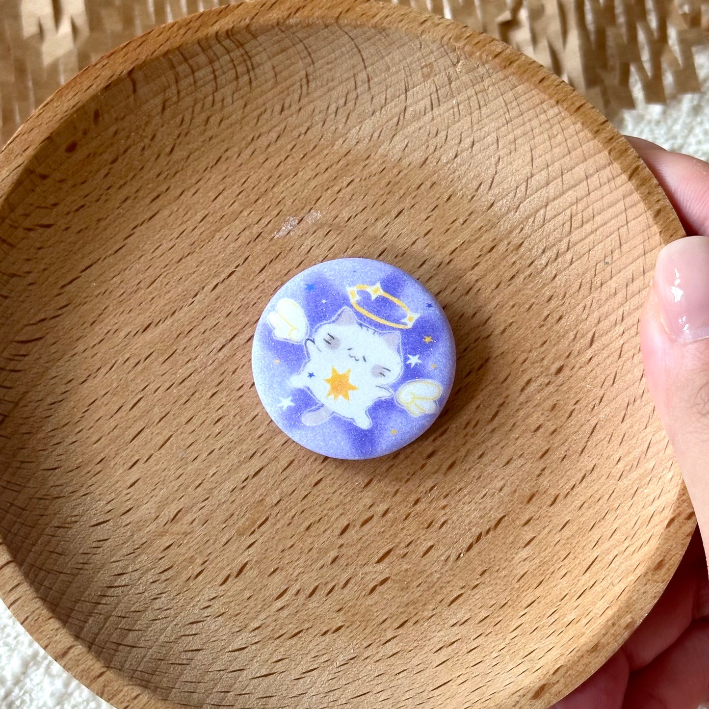 Glittery Button Pins - High Energy Cats