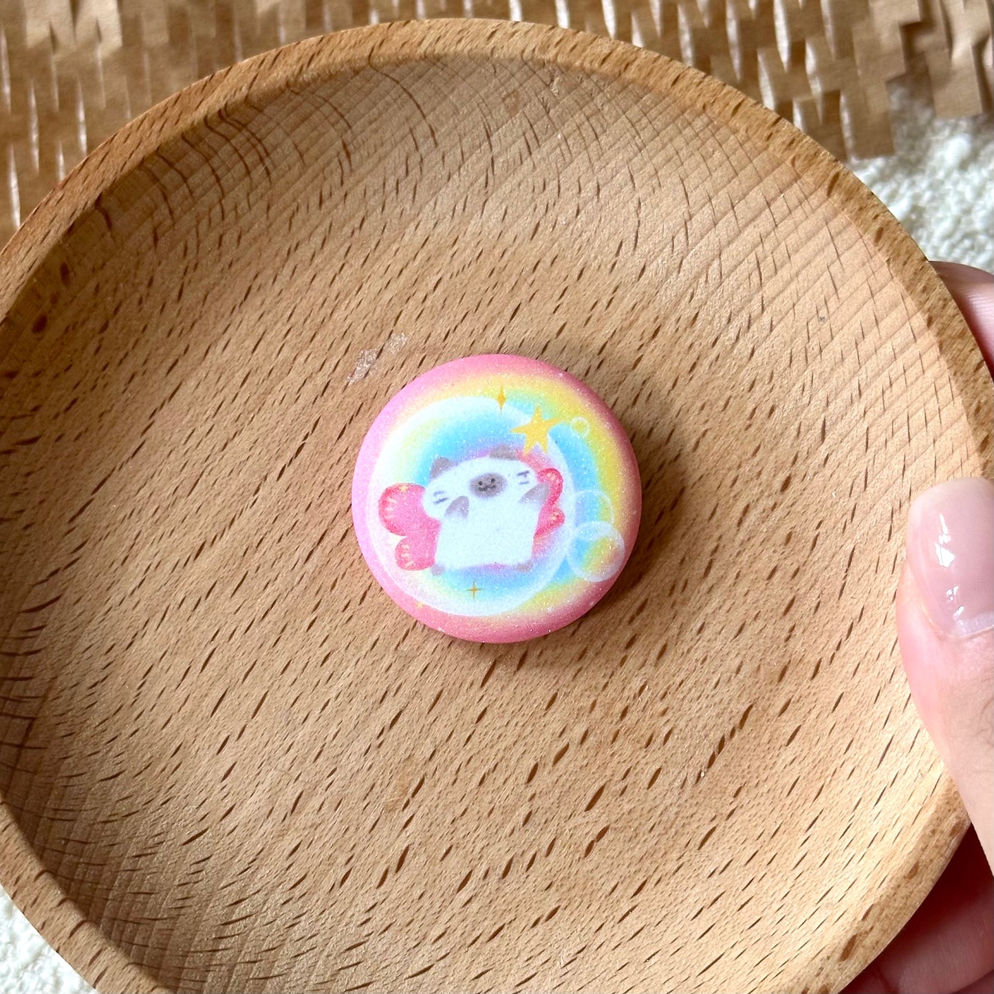 Glittery Button Pins - High Energy Cats