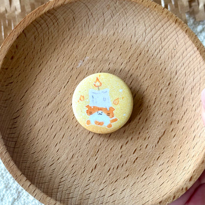 Glittery Button Pins - High Energy Cats