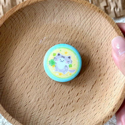 Glittery Button Pins - High Energy Cats